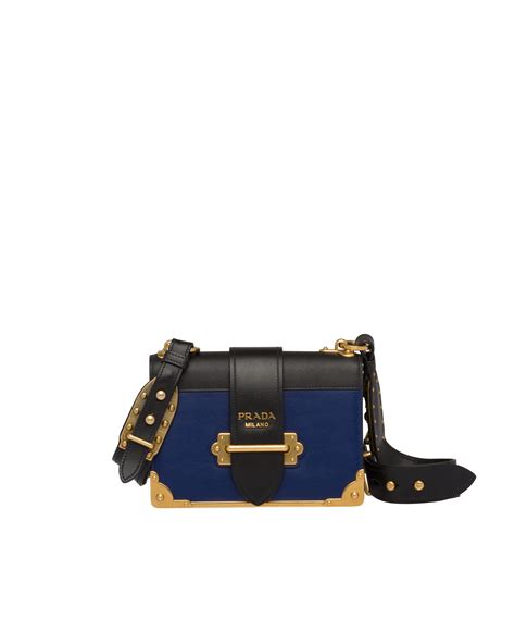 prada cahier color block blue|Ink Blue/black Leather Prada Cahier Bag .